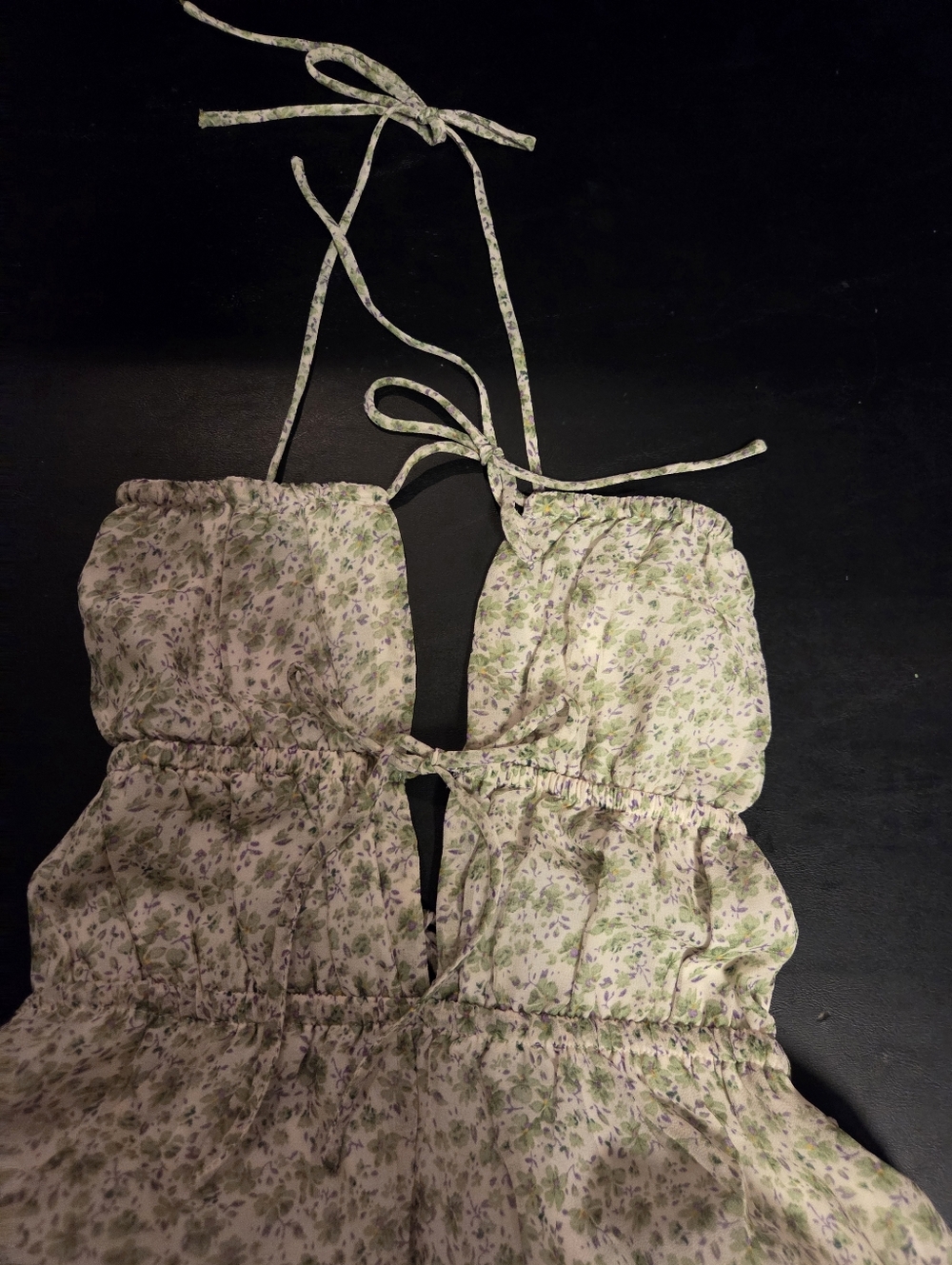 Women’s Green Floral Tie-Back Sundress